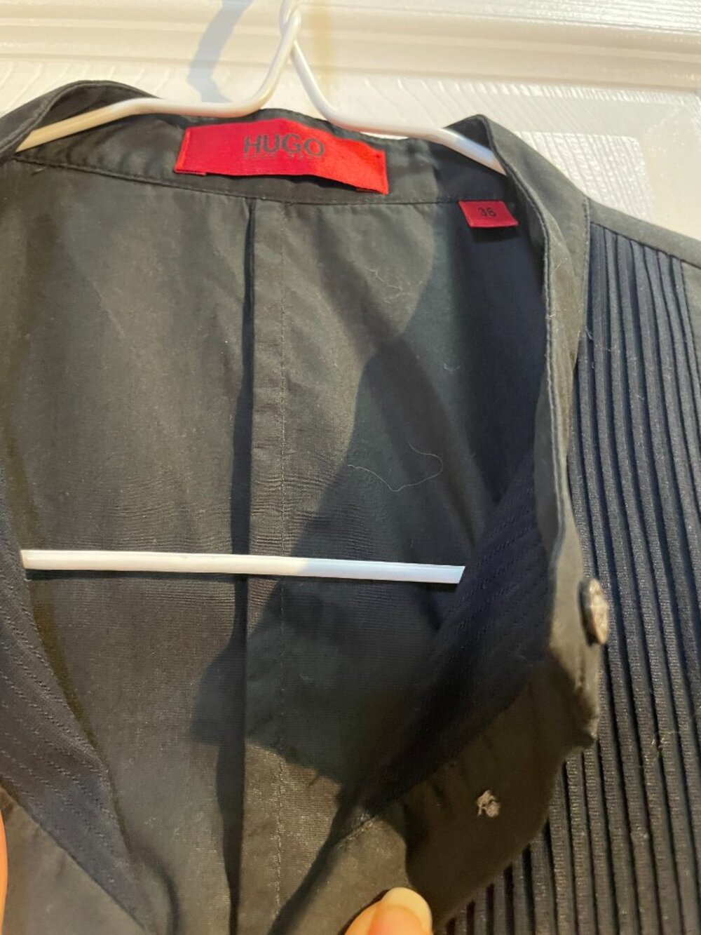 HUGO Boss 100% cotton Black Pleated Bib Shirt Blouse Size US 6 or XS or S - Picture 8 of 10